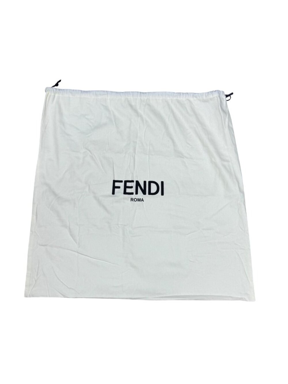 Fendi Roma Cream Dust Bag Pouch Drawstring Large Black Logo 27.5 X27" Authentic